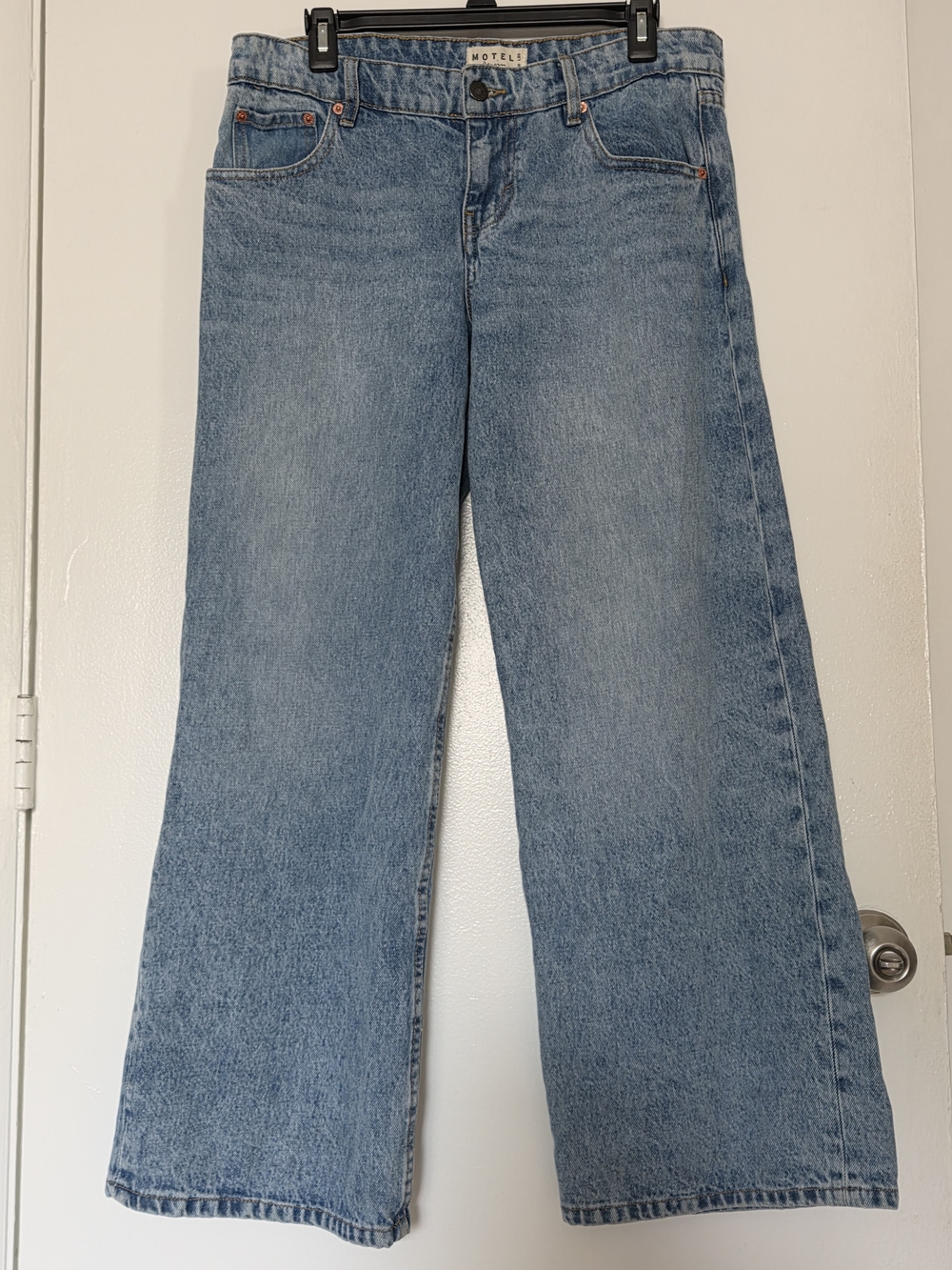 Motel Rocks Medium-Light Blue Wide Leg Denim Jeans